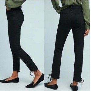 COH Olivia High Rise Button Fly Skinny Ankle Lace Jean in Black